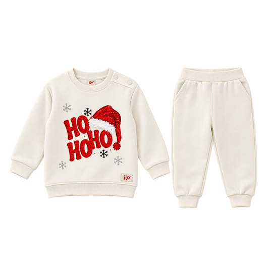 İlo Kids Erkek Üç İplik 2'li Noel Takım Ekru