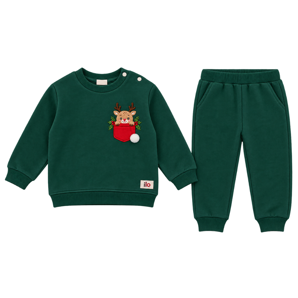 İlo Kids Erkek Üç İplik 2'li Noel Takım Yeşil