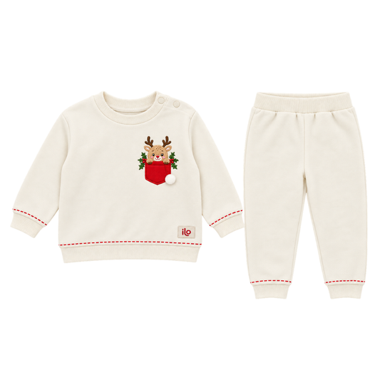 İlo Kids Erkek Üç İplik 2'li Noel Takım Ekru