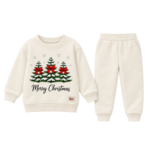 İlo Kids Kız Üç İplik 2'li Noel Takım Ekru