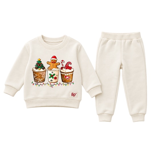 İlo Kids Kız Üç İplik 2'li Noel Takım Ekru