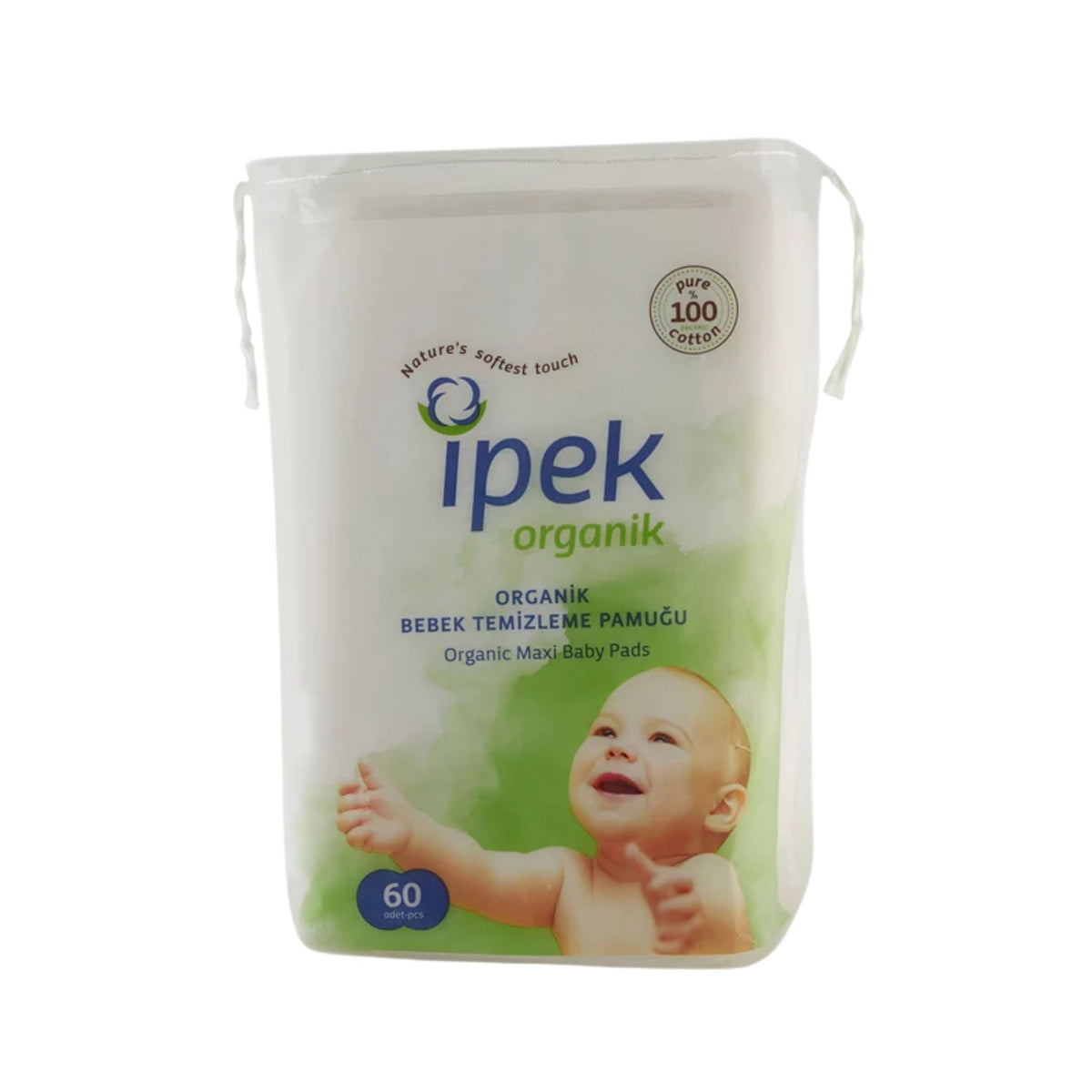 İpek Organik Bebek Temizleme Pamuğu 60*16 Paket