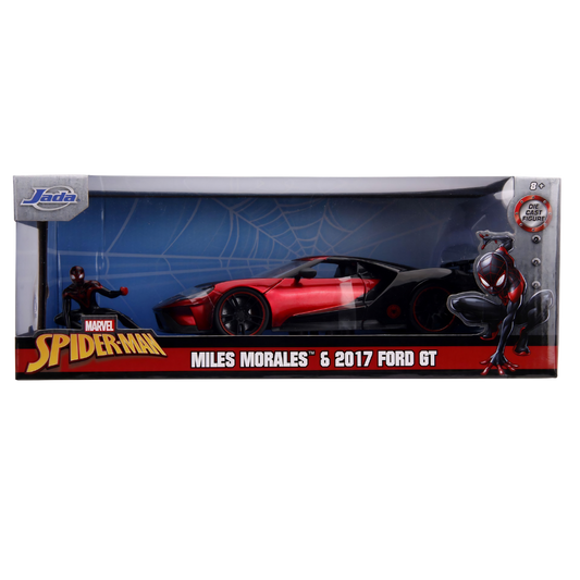 Jada Spiderman Marvel Miles Morales 1:24 2017 Ford GT Metal Araba