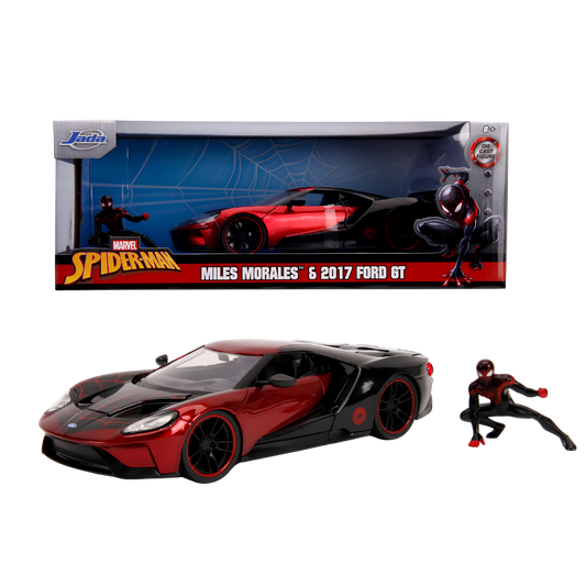 Jada Spiderman Marvel Miles Morales 1:24 2017 Ford GT Metal Araba