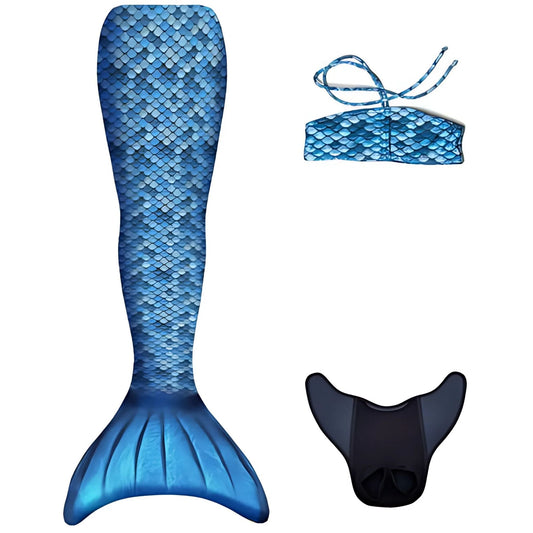 Kuaki Mermaids Deniz Kızı 3'lü Takım Bikini Kostüm Seti Blue 