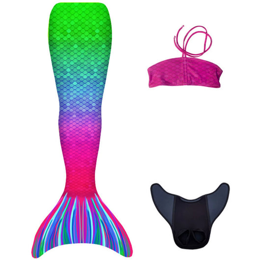Kuaki Mermaids Deniz Kızı 3'lü Takım Bikini Kostüm Seti Capri 