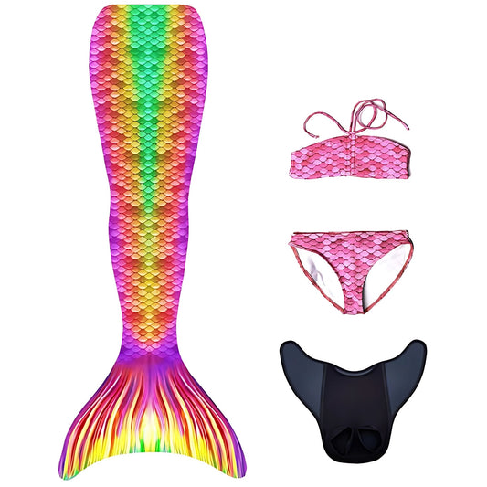 Kuaki Mermaids Deniz Kızı 4'lü Takım Bikini Kostüm Seti Cancun 