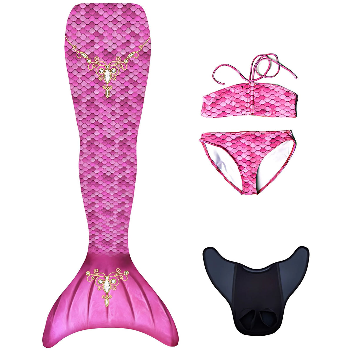 Kuaki Mermaids Deniz Kızı 4'lü Takım Bikini Kostüm Seti Princess 