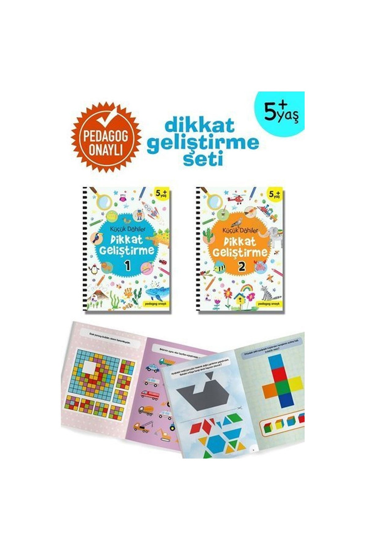 Küçük Dahiler Dikkat Geliştirme Seti (2 Kitap Takım) – 5+ Yaş (Pedagog Onaylı)