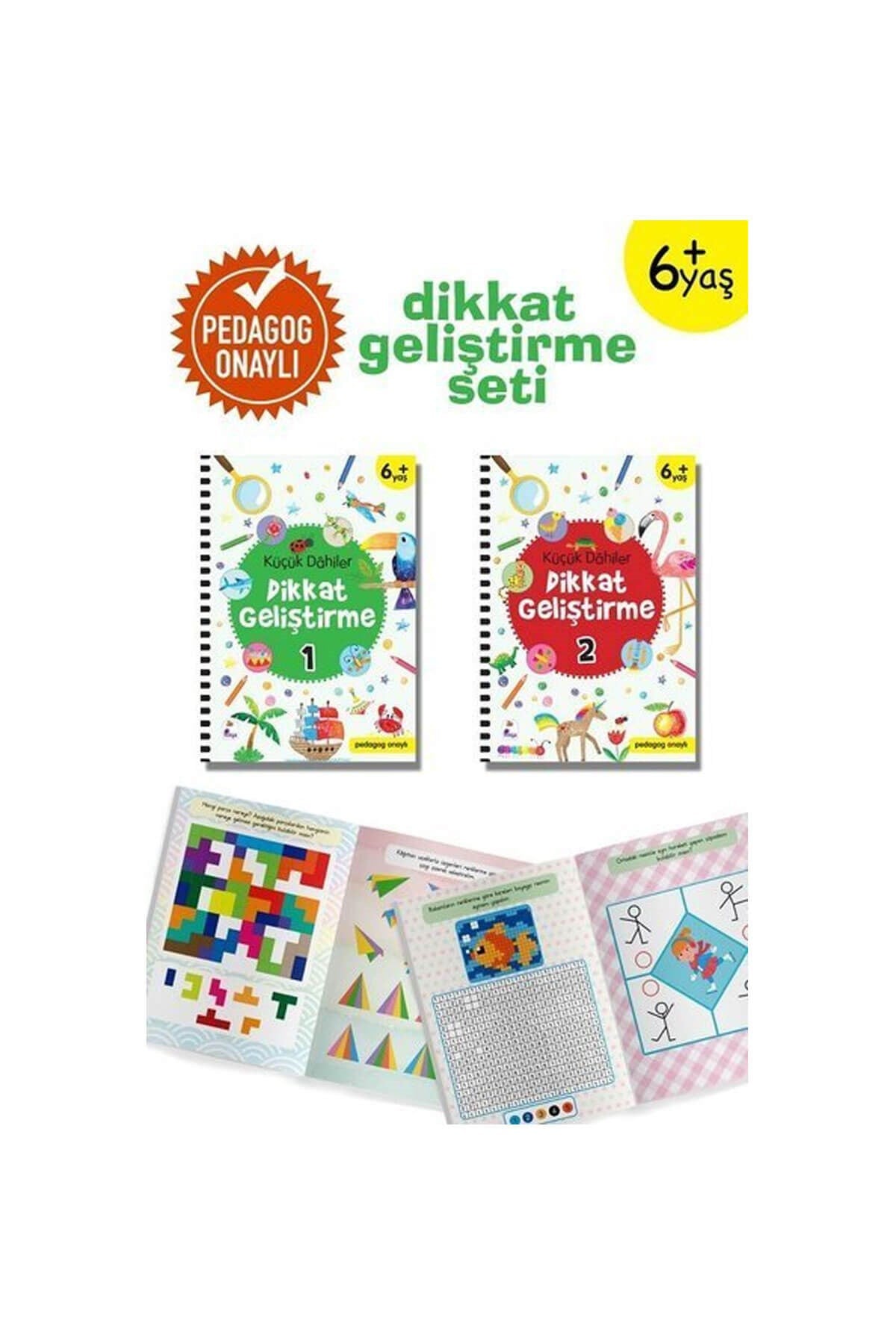 Küçük Dahiler Dikkat Geliştirme Seti (2 Kitap Takım) – 6+ Yaş (Pedagog Onaylı)