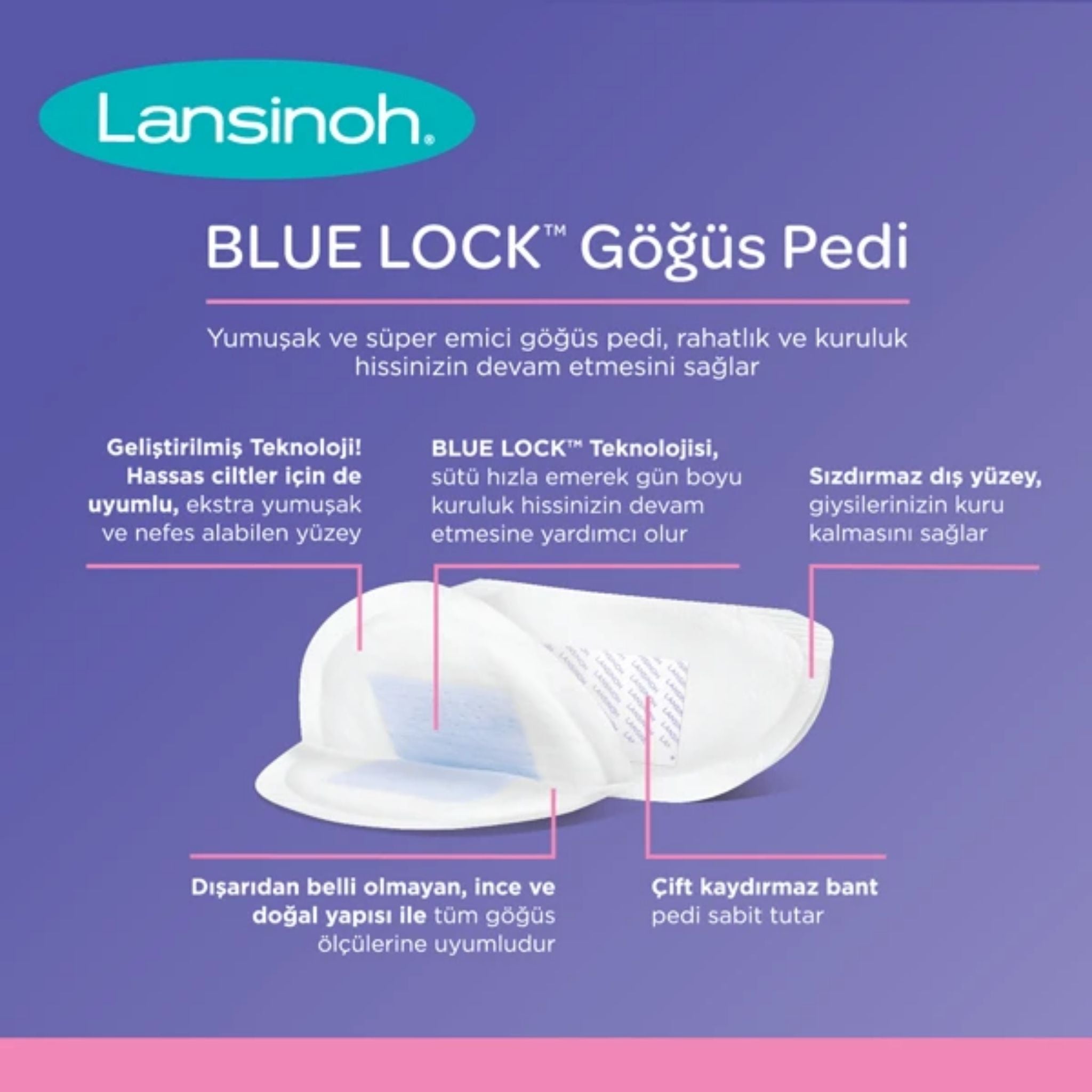 Lansinoh Blue Lock Göğüs Pedi 36 Adet