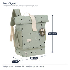 Lassig Happy Prints Mini Rolltop Sırt Çantası Light Olive