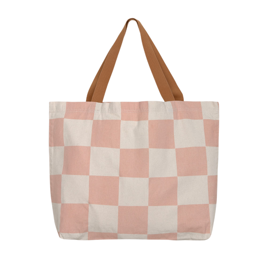 Lassig Plaj Çantası GOTS Check Pattern Peach Sea Salt