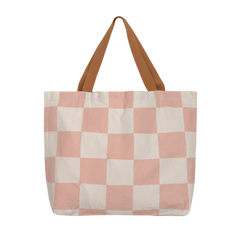 Lassig Plaj Çantası GOTS Check Pattern Peach Sea Salt
