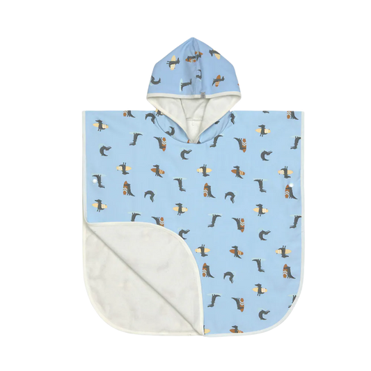 Lassig UV Korumalı Plaj Çocuk Panço Crocodile Sky Blue