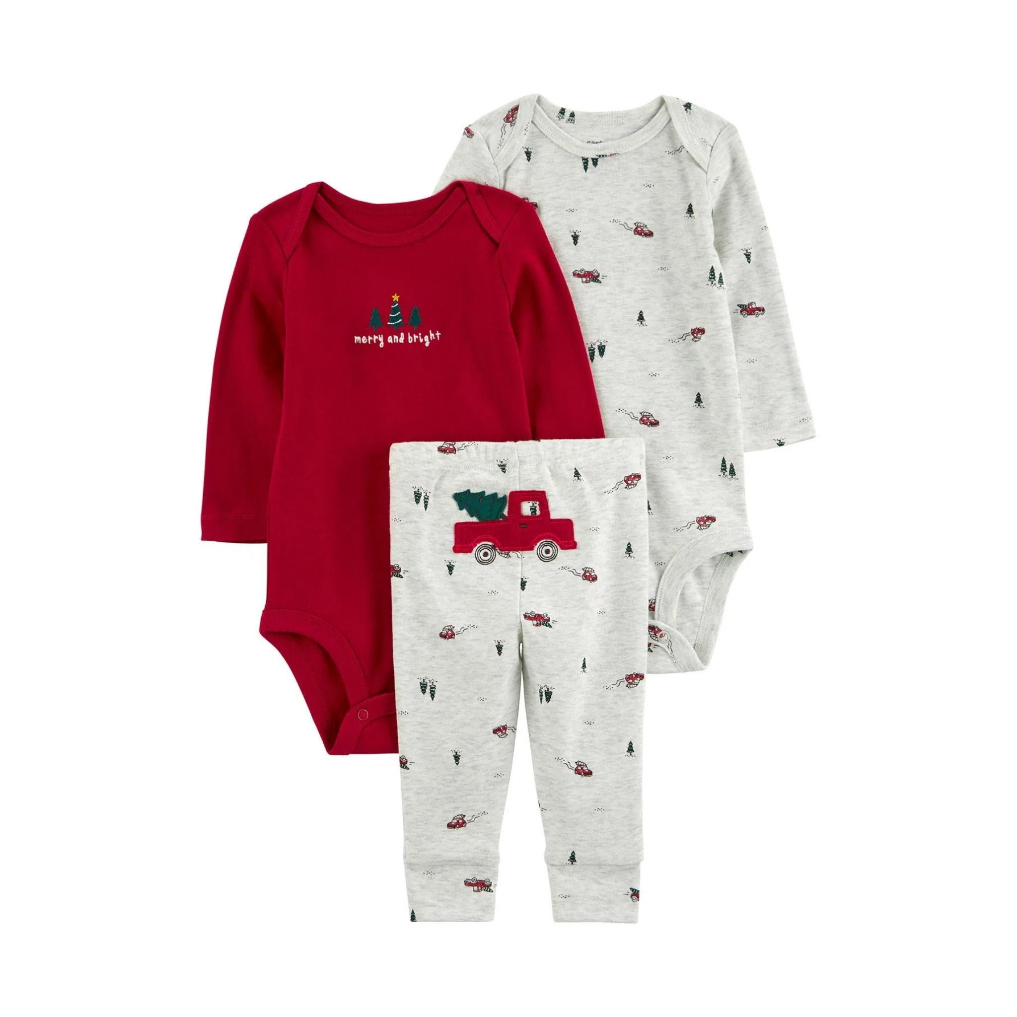 Carter's Layette Christmas Erkek Bebek Body Pantolon 3 lü Set