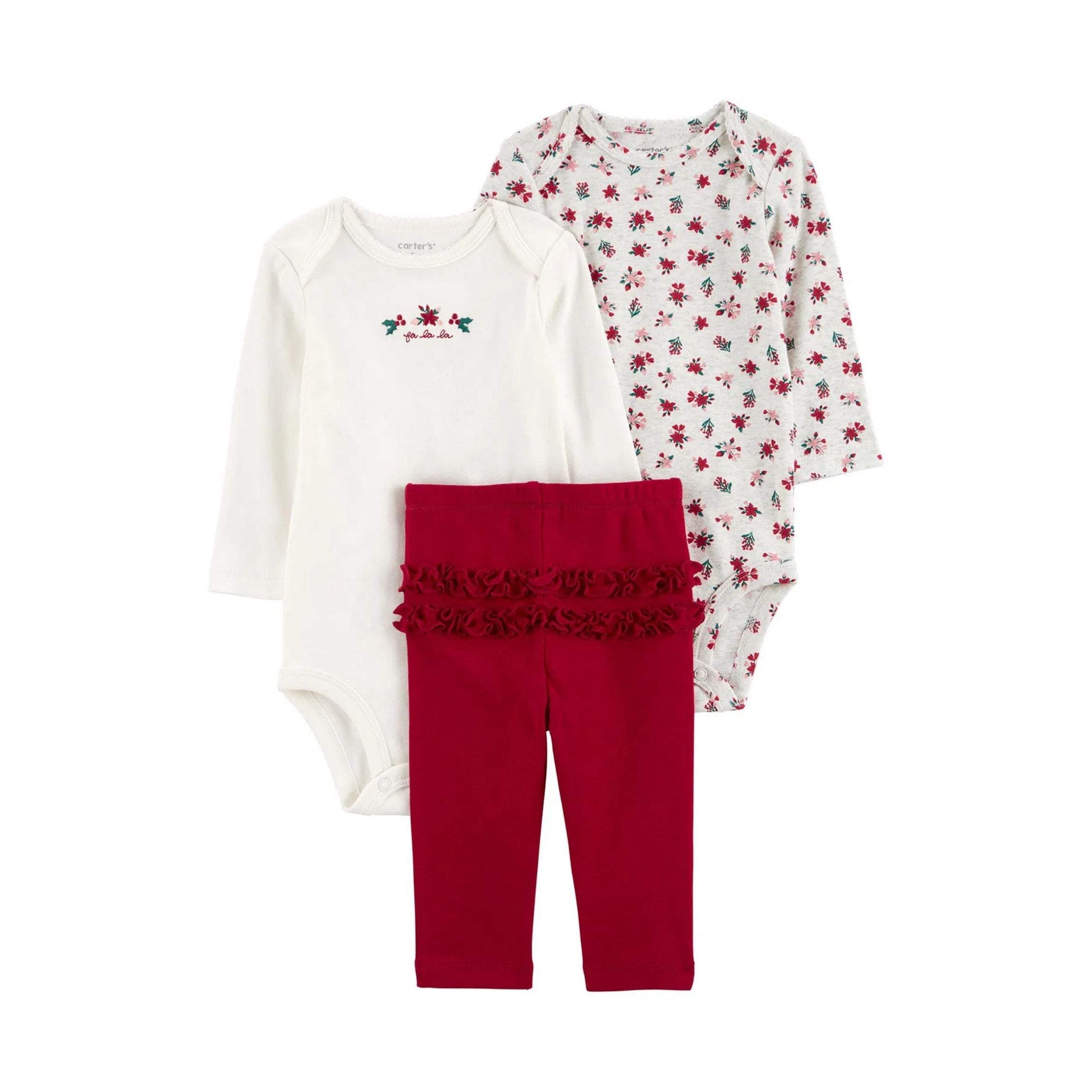 Carter's Layette Christmas Kız Bebek Body Pantolon 3 lü Set