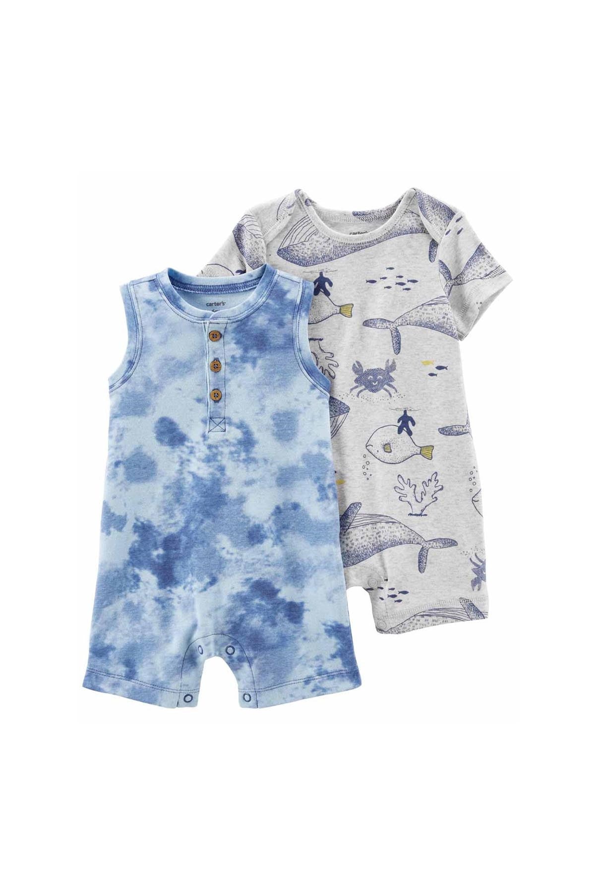 Layette Erkek Bebek 2li Kısa Tulum Set