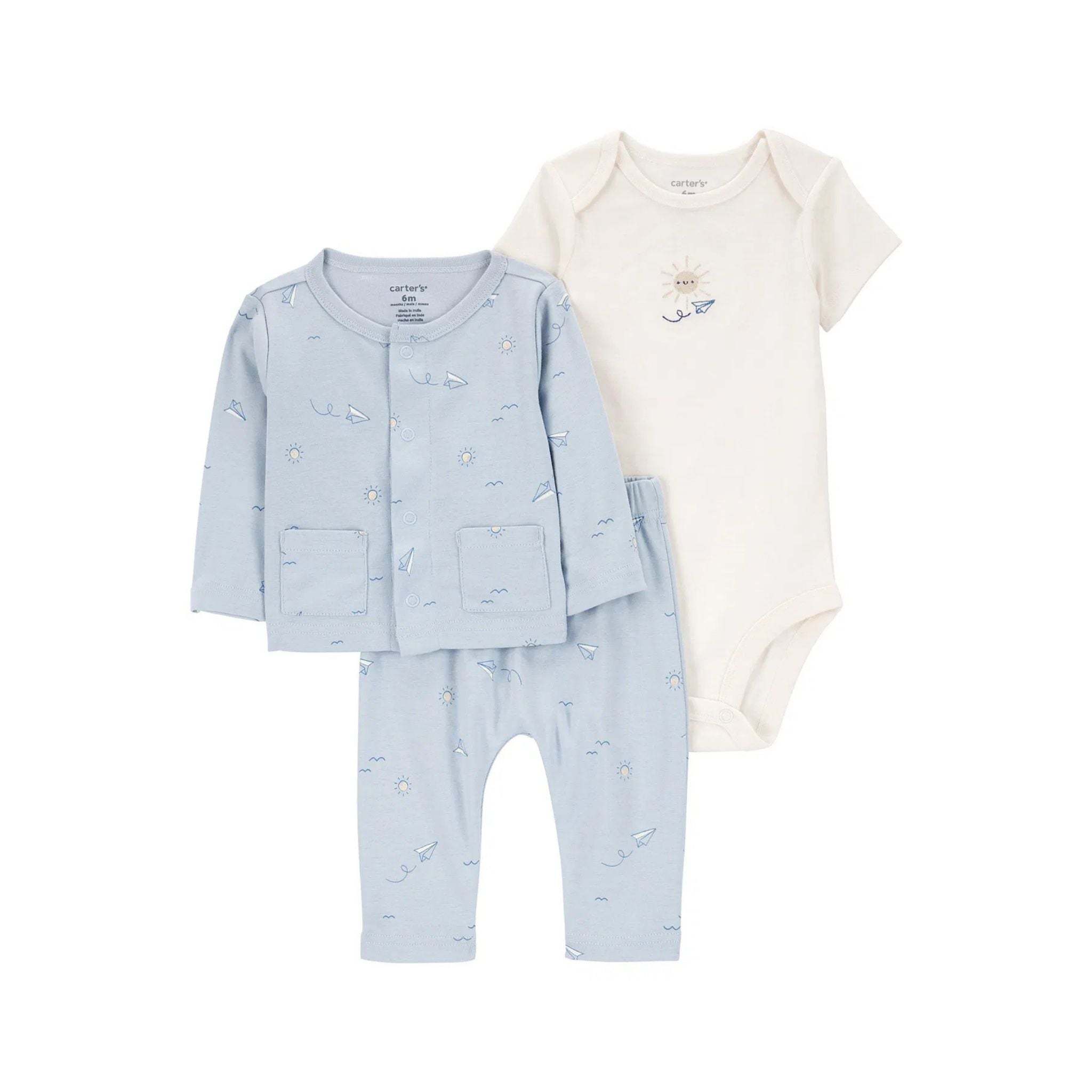 Layette Erkek Bebek 3'lü Hırkalı Set