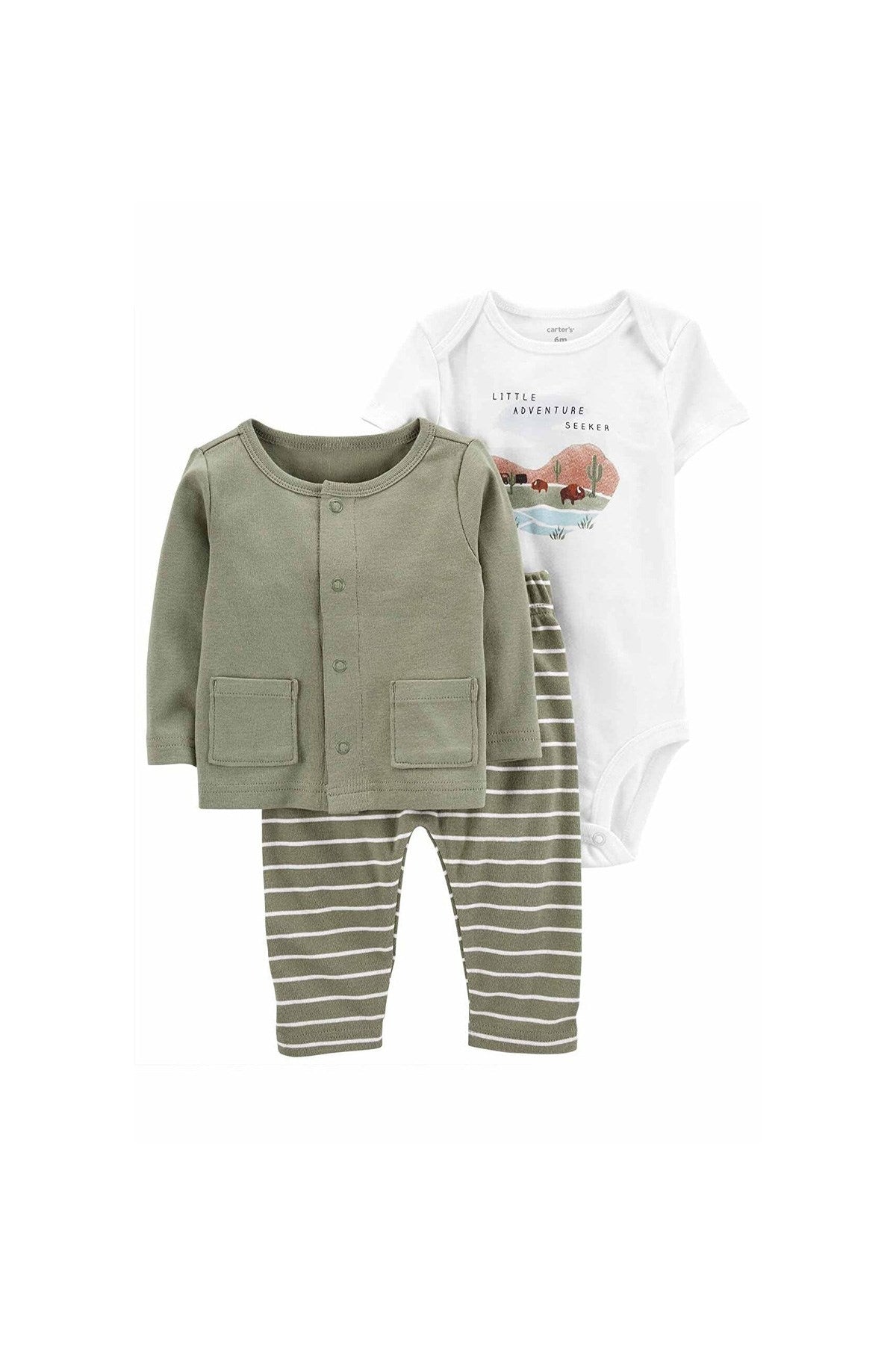 Layette Erkek Bebek 3lü Hırkalı Set