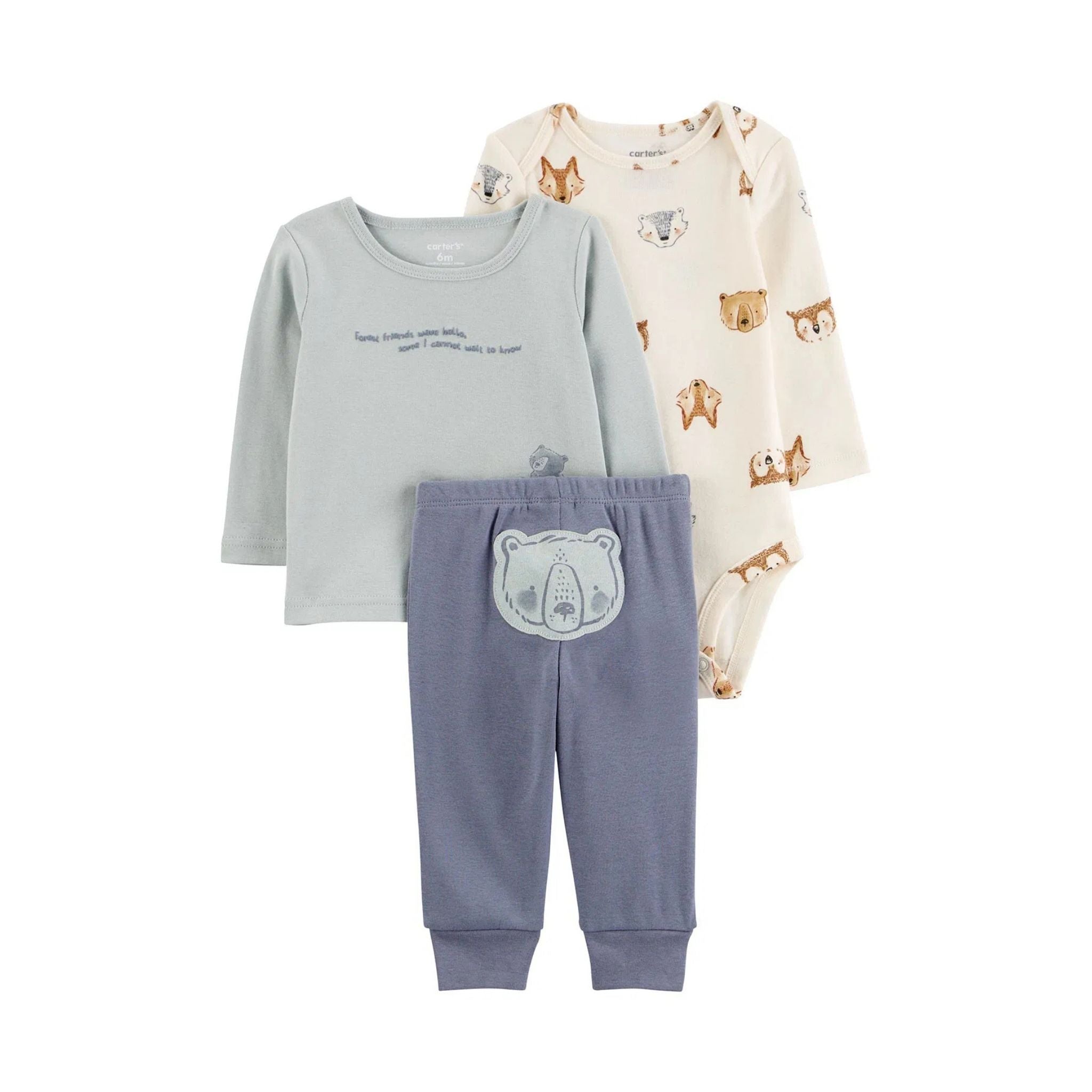 Carter's Layette Erkek Bebek Body Pantolon 3 lü Set