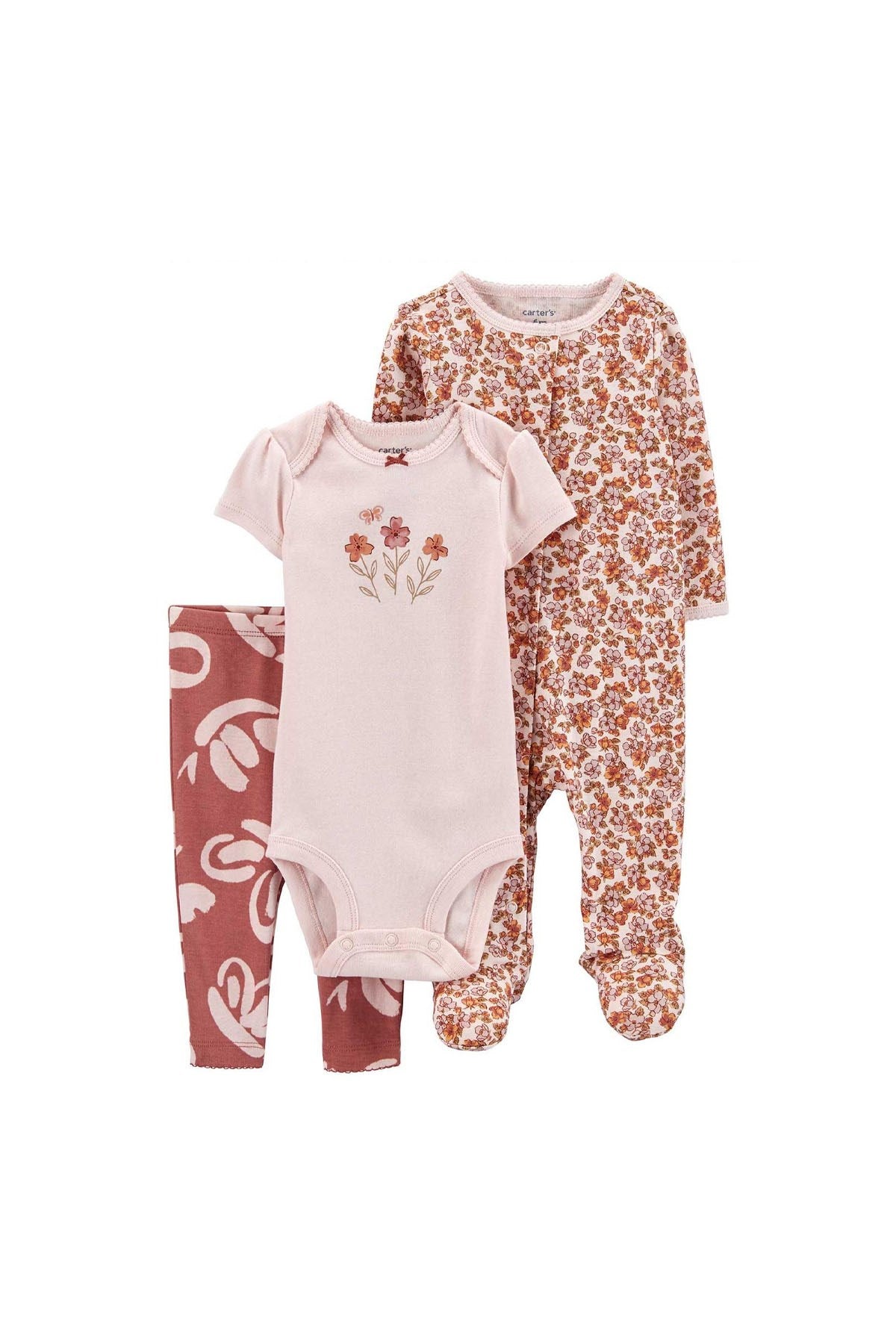 Layette Kız Bebek 3lü Tulum Body Pantolon Set