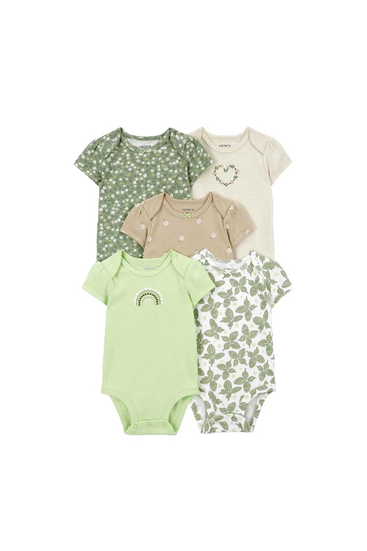 Layette Kız Bebek 5Li Kısa Kollu Body