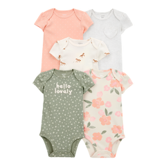 Carter's Layette Kız Bebek 5’li Kısa Kollu Body Zıbın Seti