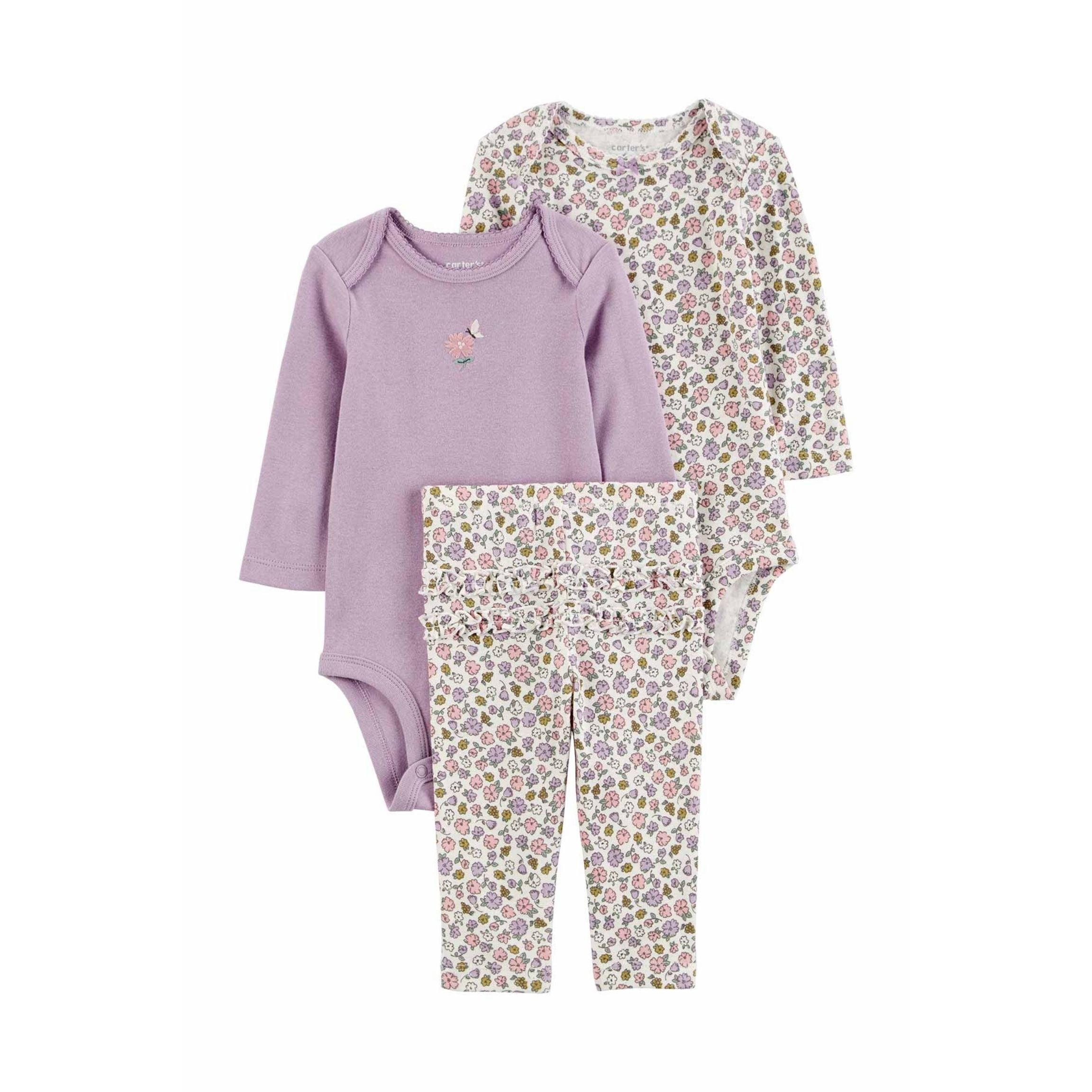 Carter's Layette Kız Bebek Body Pantolon 3 lü Set