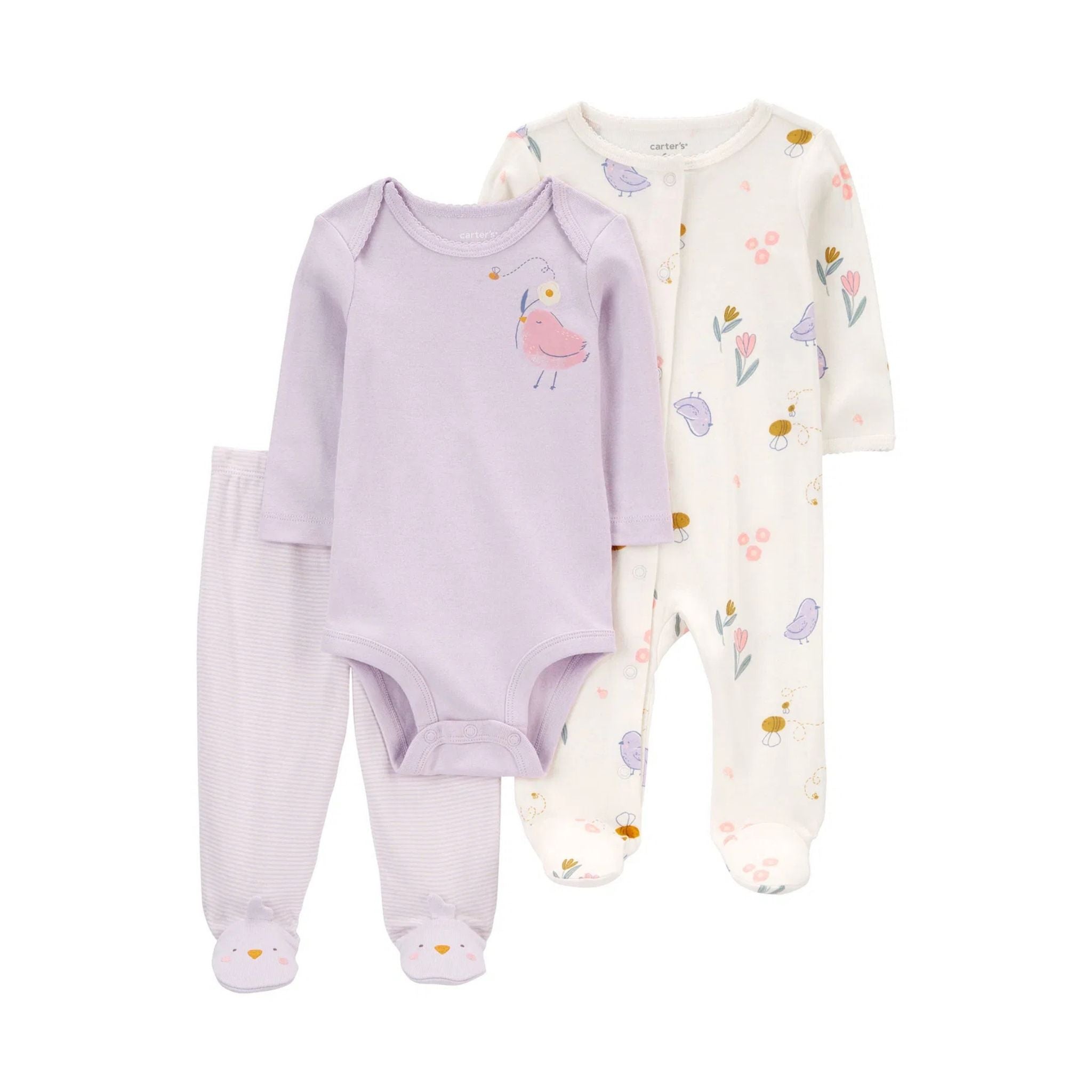 Carter's Layette Kız Bebek Tulum Body Pantolon 3 lü Set