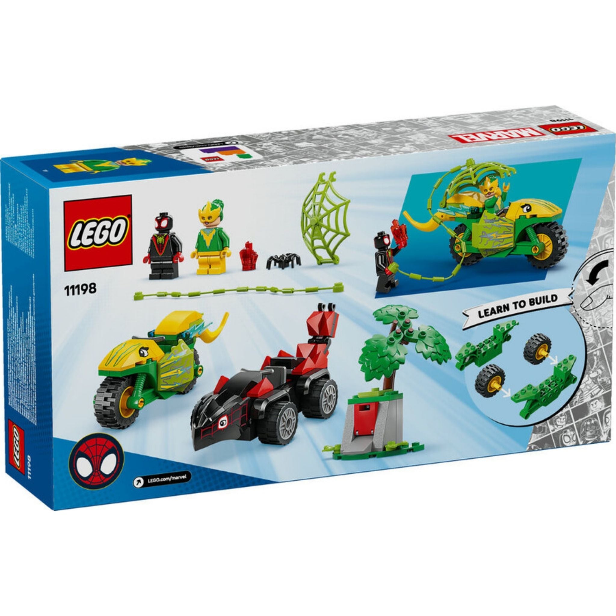 Lego Marvel Spidey ve İnanılmaz Arkadaşları Spin ve Elektro Dinozor Aracı Takibi 11198