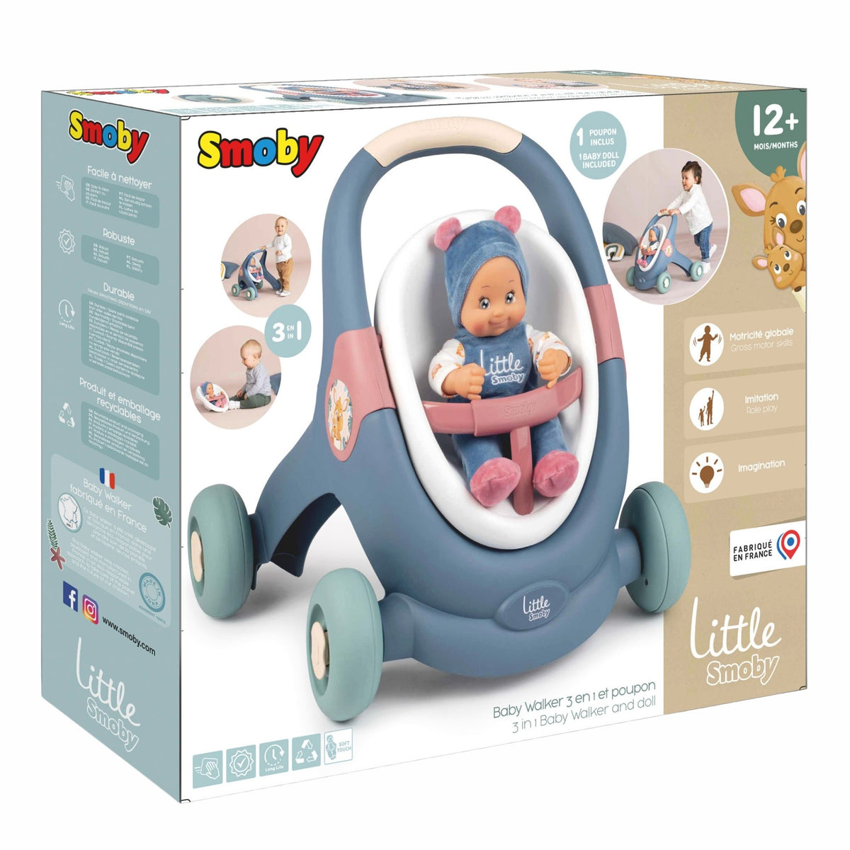 Little Smoby Baby Walker 3'ü 1 Arada Yürüteç ve Bebeği