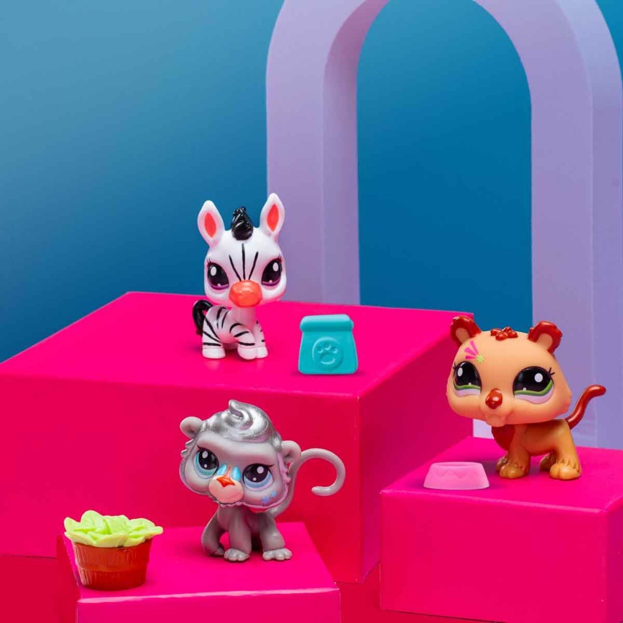 Littlest Pet Shop Minişler 3'lü Figür Seti - Zebra - Aslan - Maymun