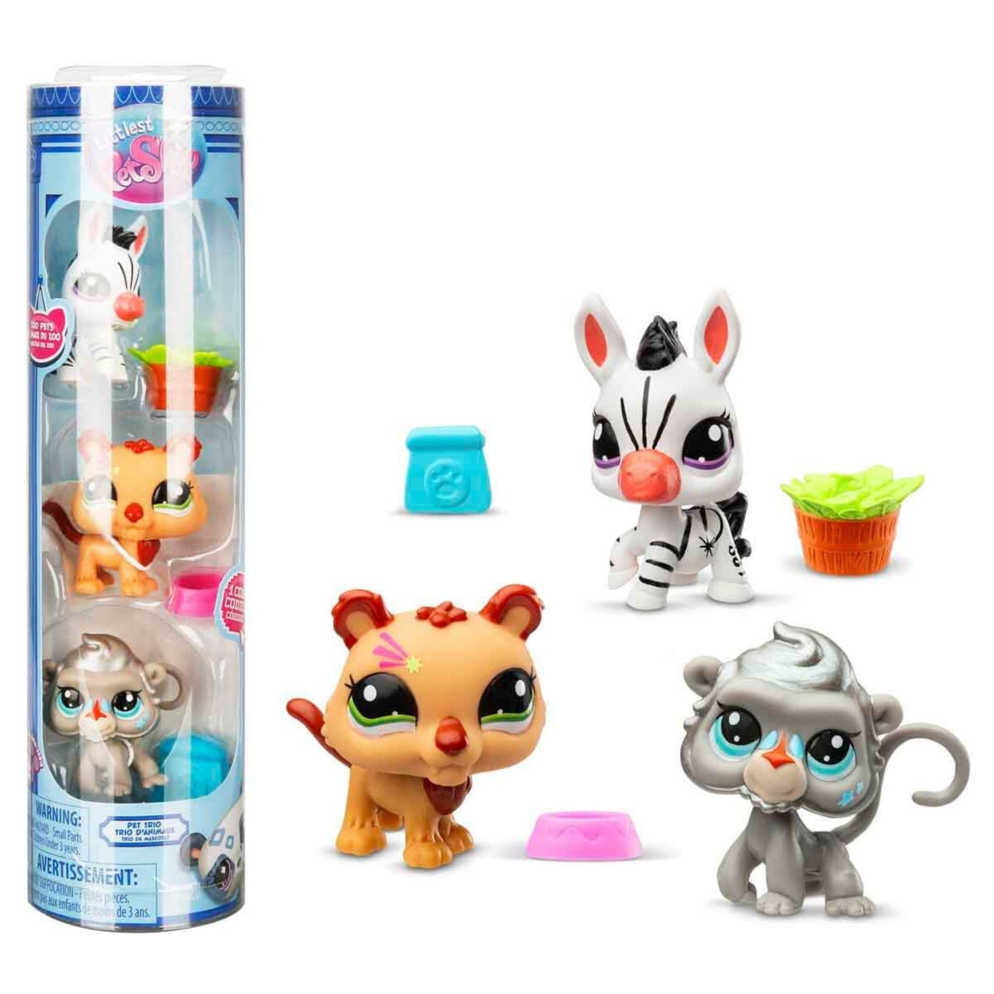 Littlest Pet Shop Minişler 3'lü Figür Seti - Zebra - Aslan - Maymun