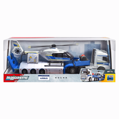 Majorette Volvo FH-16 Polis Taşıyıcı Kamyon ve Airbus Helikopter Metal Araç Seti