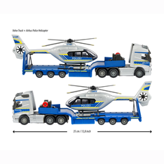 Majorette Volvo FH-16 Polis Taşıyıcı Kamyon ve Airbus Helikopter Metal Araç Seti