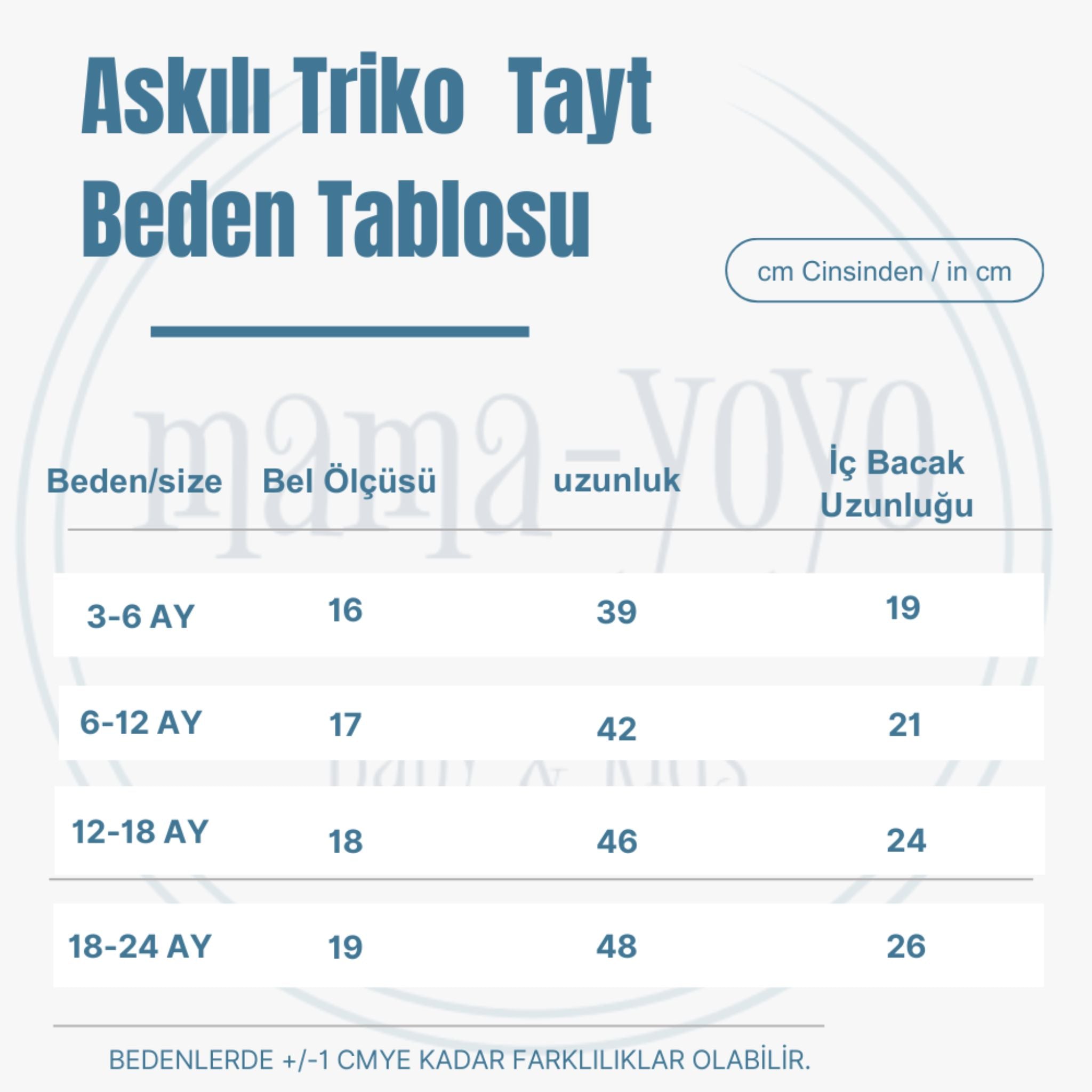 Mama Yoyo %100 Organik Pamuk Askılı Triko Bebek Taytı