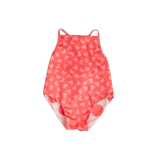 Mama Yoyo Çift Taraflı Kalp Puantiye Desenli Alttan Çıtçıtlı Mayo