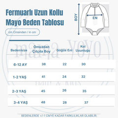 Mama Yoyo Mini Puantiye Desenli Önden Fermuarlı Uzun Kollu Alttan Çıtçıtlı Mayo 6-12 Ay