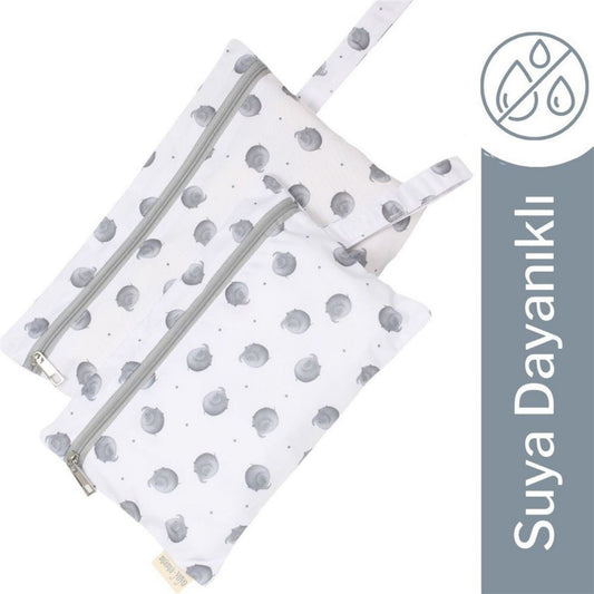 Mama Yoyo Su Geçirmez Elephantine Desenli Islak Kirli Çanta İkili Set