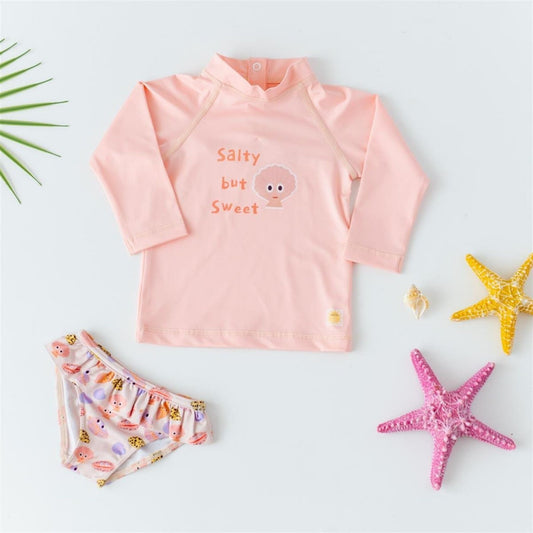 Mama Yoyo Uv Korumalı Shell Desenli Uzun Kollu Mayo Seti