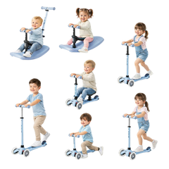 Micro Mini 6 in 1 Deluxe Rock and Go LED Scooter Ocean Slate