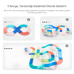 Mideer Magnetic Tiles Arabalı Yarış Pisti 115 Parça
