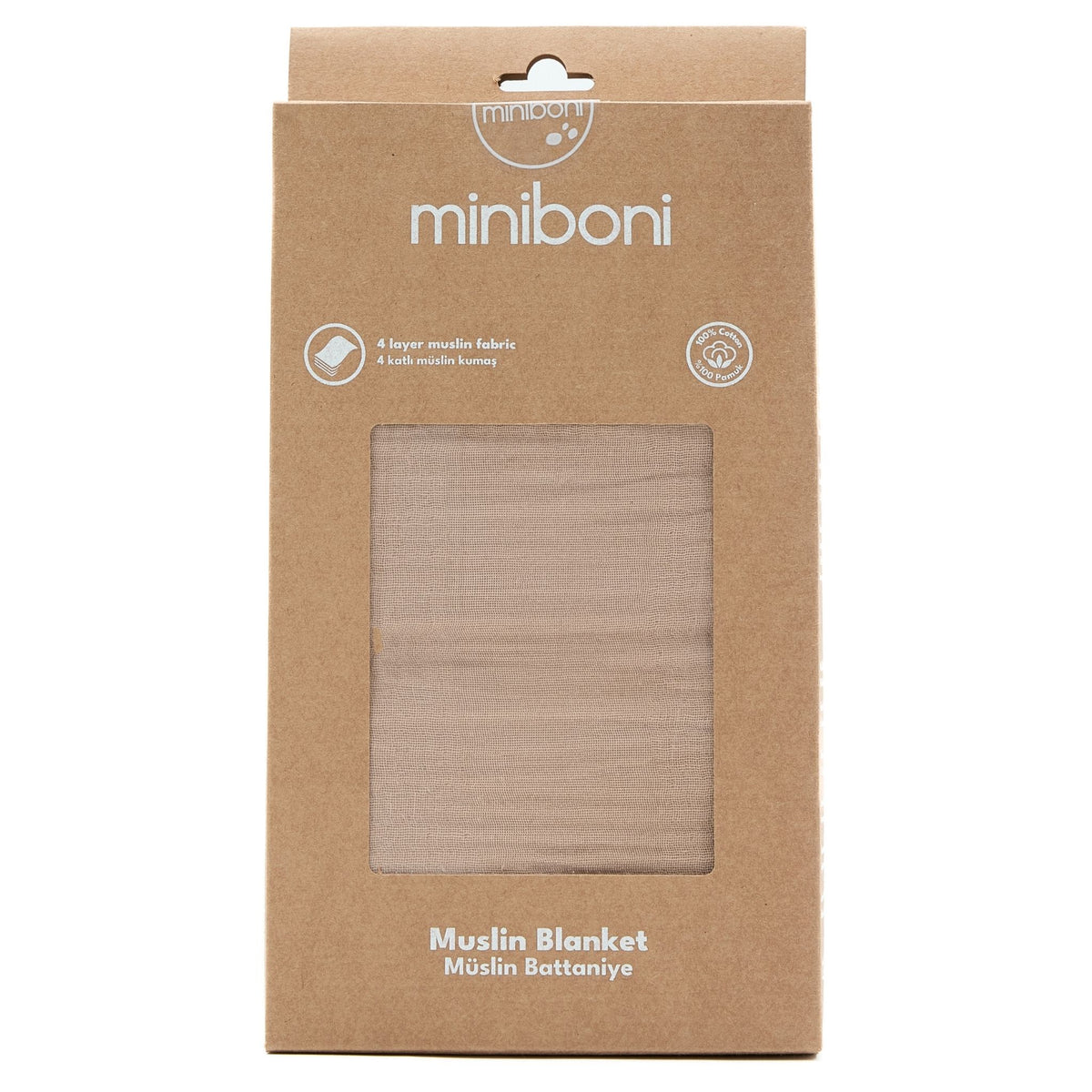 Miniboni Müslin Battaniye 100x120cm Bej