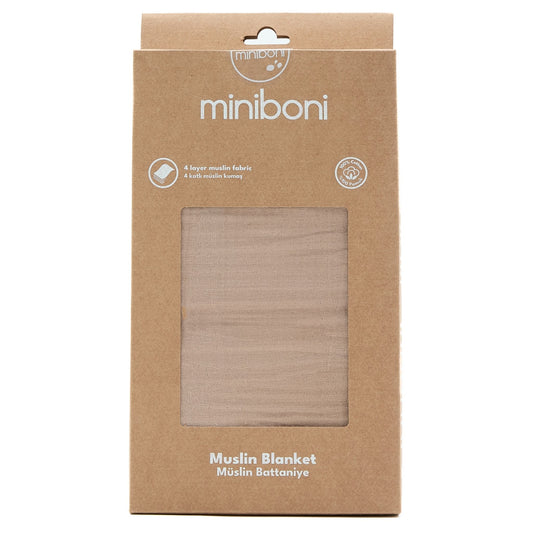Miniboni Müslin Battaniye 100x120cm Bej