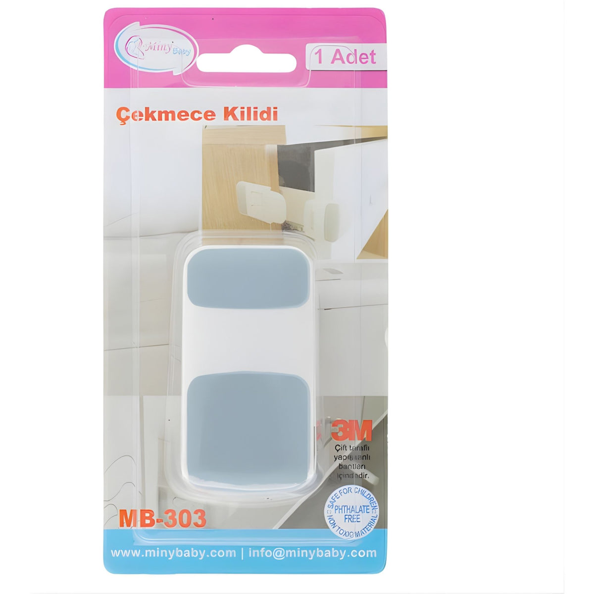 Miny Baby Çekmece Kilidi Çift Emniyetli Mavi