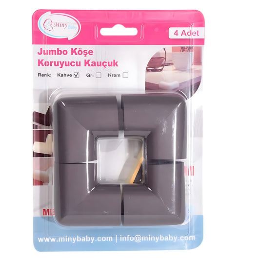 Miny Baby Kauçuk Jumbo Köşe Koruyucu 4’lü Kahve