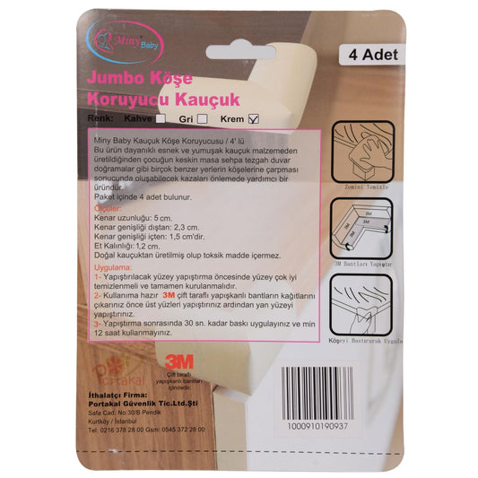 Miny Baby Kauçuk Jumbo Köşe Koruyucu 4’lü Krem
