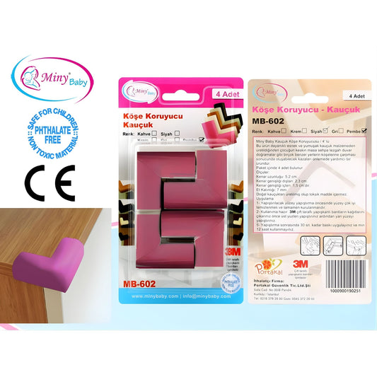 Miny Baby Kauçuk Köşe Koruyucu 4’lü Pembe