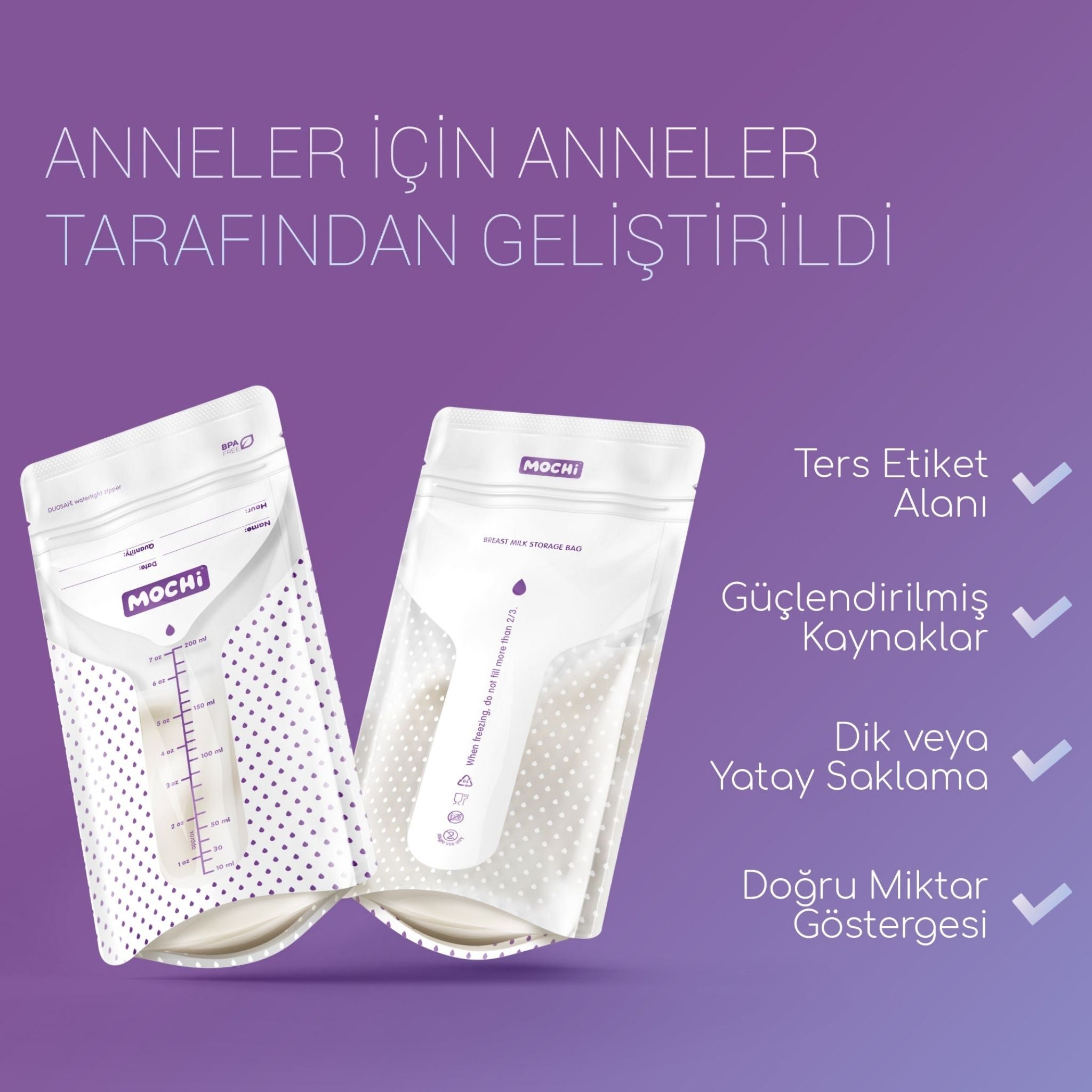 Mochi Anne Sütü Saklama Poşeti 25’li (200 ml)
